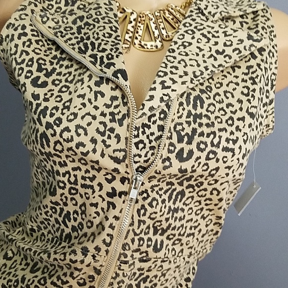 Gorgeous Biker Style Sexy Animal Print Zip Dress - Picture 7 of 8